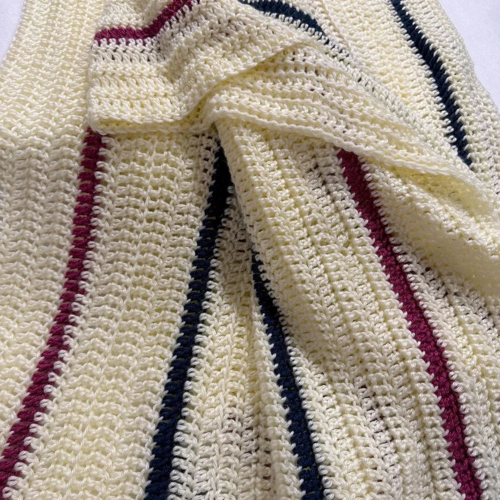 Hand Crocheted Vintage Afghan Throw Blanket‎ Boho Cottagecore